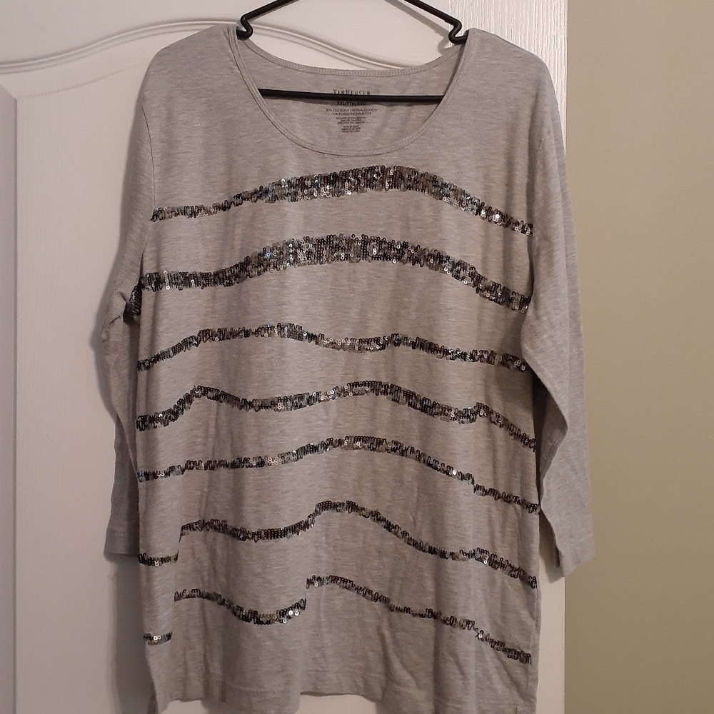 3/4 sleeve sequins shirt